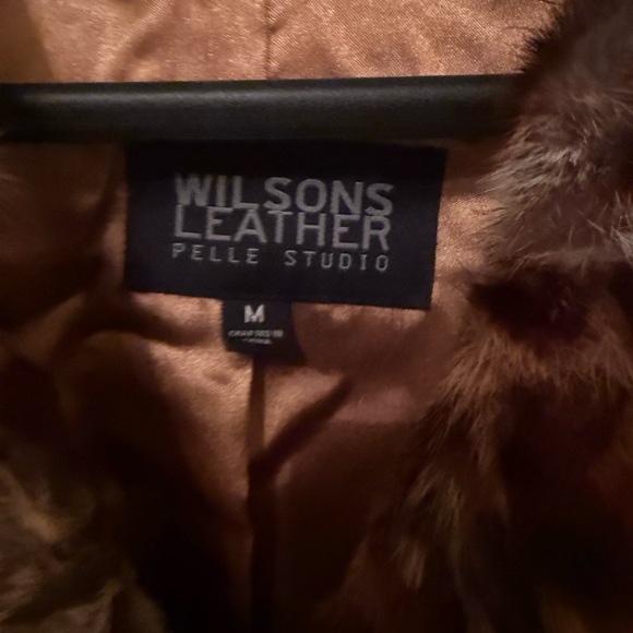 Wilsons Leather Leopard Print Rabbit Fur Bolero Jacket - Picture 3 of 5